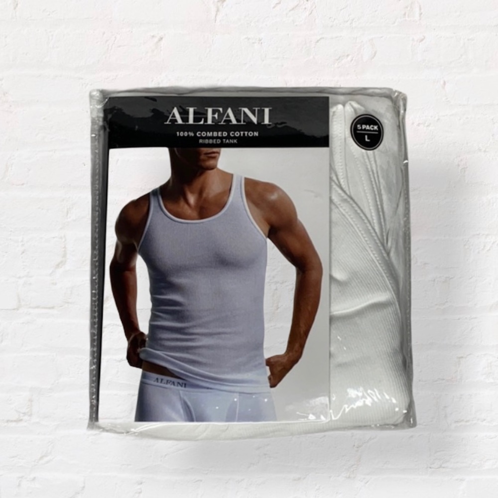 Alfani Men’s 100% Combed Cotton Ribbed Tank Size L - Picture 2 of 4